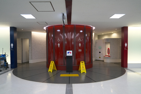 Narita, Japan-January 7, 2019: Narita International Airport Terminal 2 toiletのeditorial素材