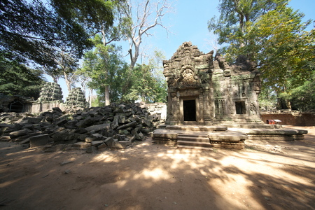 Siem Reap, Cambodia-January 11, 2019: Abandoned Ta Prohm temple in Siem Reap, Cambodiaのeditorial素材