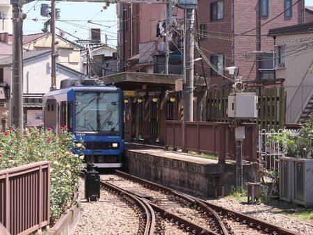 Tokyo, Japan-August 7, 2019: Toei Asakura Line Minowabashi Stationのeditorial素材