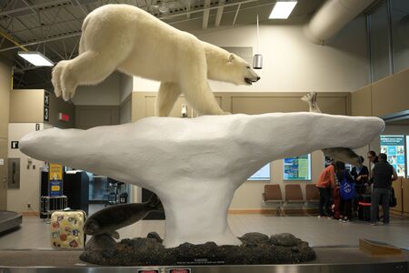 Yellowknife, Canada-August 28, 2019: Baggage Carousel of terminal building of Yellowknife airport, Canadaのeditorial素材