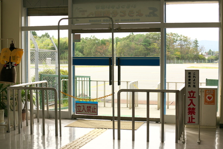 Niigata,Japan-October 22, 2019: Sado airport gate in Sado island, Niigata, Japan. Its operation is indefinite suspended.のeditorial素材