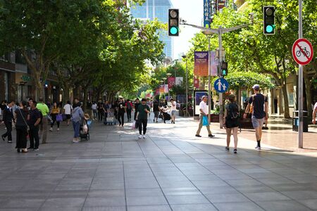 Shanghai,China-September 18, 2019: Very Busy East East Nanjing in Shanghai in early autumnのeditorial素材