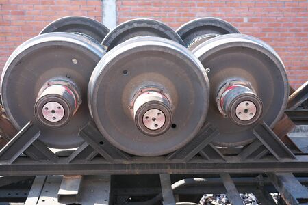 Bangkok,Thailand-December 5, 2019: Railway wheels on freight cars in Bangkok, Thailandのeditorial素材