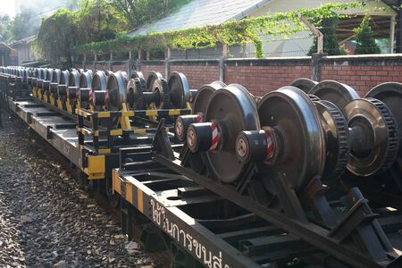 Bangkok,Thailand-December 5, 2019: Railway wheels on freight cars in Bangkok, Thailandのeditorial素材