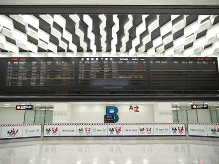 Chiba,Japan-June 23, 2020: Quiet and Empty Narita International Airport Terminal 2 Arrival floorのeditorial素材