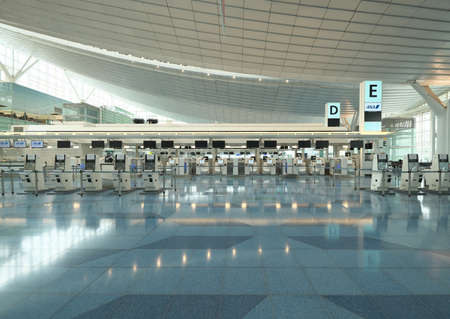 Tokyo,Japan-July 14, 2020: Vacant Haneda International Airport Terminal 3 Departure Floorのeditorial素材