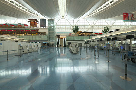 Tokyo,Japan-July 14, 2020: Vacant Haneda International Airport Terminal 3 Departure Floorのeditorial素材