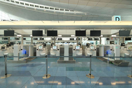 Tokyo,Japan-July 14, 2020: Vacant Haneda International Airport Terminal 3 Departure Floorのeditorial素材