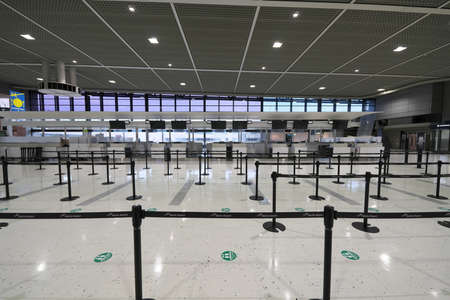 Chiba,Japan-July 14, 2020: Vacant Narita International Airport Terminal 2 Departure Floorのeditorial素材