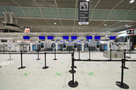 Chiba,Japan-July 14, 2020: Vacant Narita International Airport Terminal 2 Departure Floorのeditorial素材