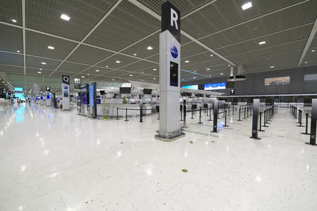 Chiba,Japan-July 14, 2020: Vacant Narita International Airport Terminal 2 Departure Floorのeditorial素材