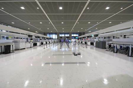 Chiba,Japan-July 14, 2020: Vacant Narita International Airport Terminal 2 Departure Floorのeditorial素材