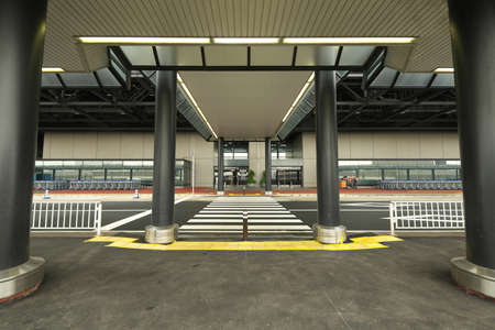 Chiba,Japan-July 14, 2020: Vacant Narita International Airport Terminal 2 Bus Stops and Taxi Standsのeditorial素材