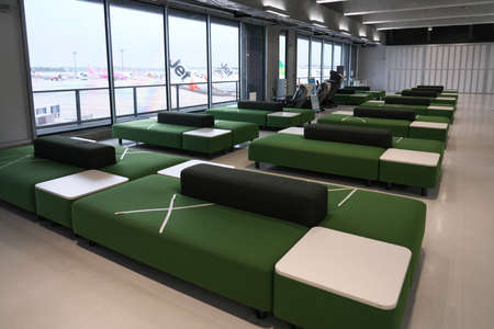 Chiba,Japan-July 15, 2020: Vacant Narita International Airport Terminal 3 Bus Gate Lounge 150のeditorial素材