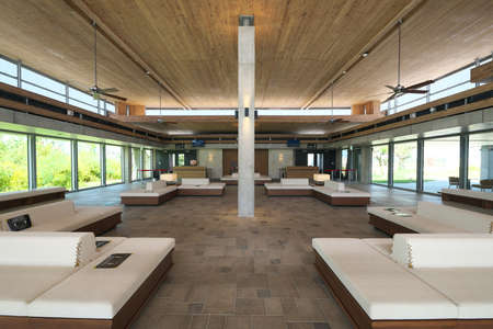 Okinawa,Japan-July 23, 2020: Miyako Shimojishima Airport Departure Lobby in Shimoji island, Okinawa, Japanのeditorial素材
