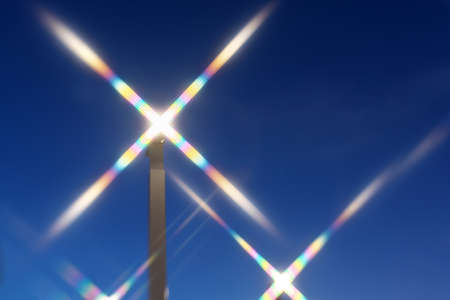 Tokyo,Japan-August 11, 2020: Street lights with star cross filter in Tokyo, Japanの写真素材