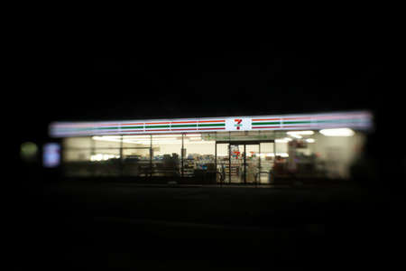 Tokyo,Japan-August 11, 2020: Deep Bokeh of Convenience store in the night in Tokyo, Japanのeditorial素材