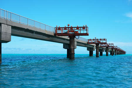 Okinawa,Japan-July 20, 2020: Miyako Shimojishima Airport Approach Light Systems, Okinawa, Japanのeditorial素材