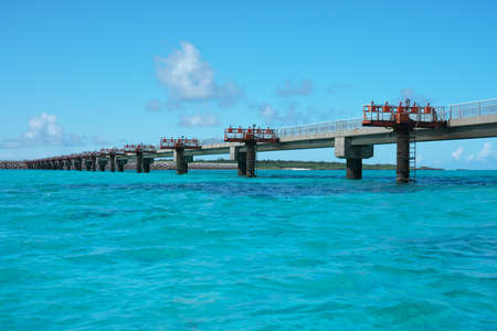 Okinawa,Japan-July 20, 2020: Miyako Shimojishima Airport Approach Light Systems, Okinawa, Japanのeditorial素材