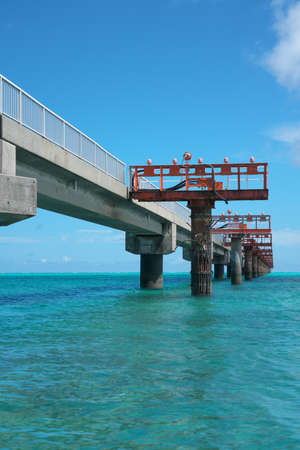 Okinawa,Japan-July 20, 2020: Miyako Shimojishima Airport Approach Light Systems, Okinawa, Japanのeditorial素材