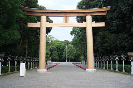 Nara,Japan-October 15, 2020: Torii gate of Kashiharajingu Shrine in Naraのeditorial素材