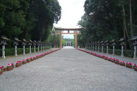 Nara,Japan-October 15, 2020: Torii gate of Kashiharajingu Shrine in Naraのeditorial素材