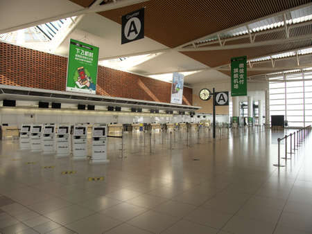Hokkaido,Japan-November 11, 2020: Vacant New Chitose Airport International Departure Floor