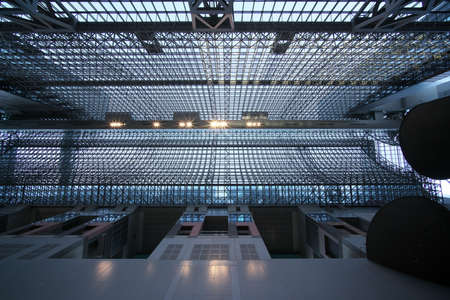 Kyoto,Japan-November 23, 2020: Modern steel and glass roof inside JR Kyoto train station, Japan.のeditorial素材