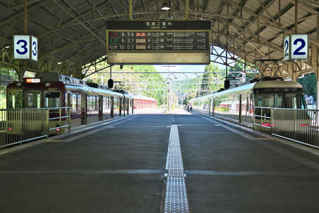 Nara,Japan-October 15, 2020: Kintetsu Yoshino Station. The gateway of visiting Yoshino mountain to view cherry blossoms.のeditorial素材