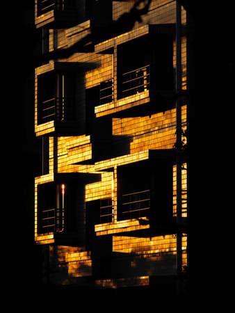 Wall of condo in the rising sunの写真素材