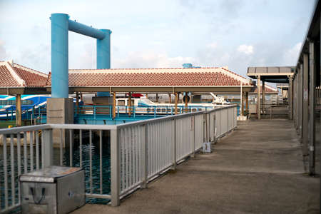 Ishigaki Ferry terminal pier at dawnのeditorial素材