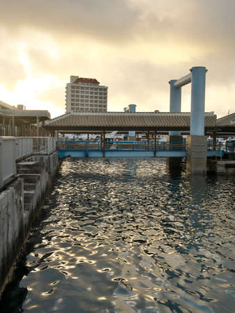 Ishigaki Ferry terminal pier at dawnのeditorial素材
