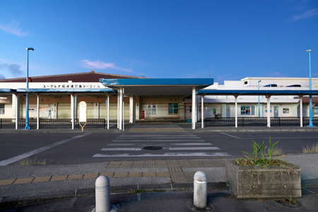 Okinawa,Japan - May 24, 2021: Ishigaki Ferry terminal bus stops and taxi stands in the morningのeditorial素材
