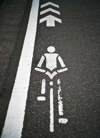 Tokyo,Japan-June 12, 2021: Symbol of bicycle lane in Tokyo, Japan