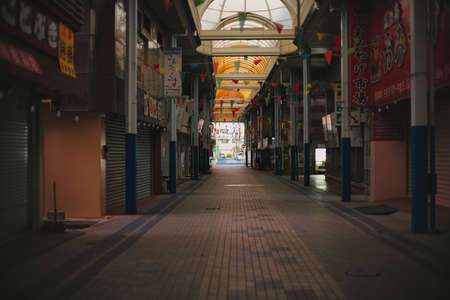 Okinawa,Japan - May 20, 2021: Main shopping mall in Ishigaki island, Okinawa, Japan, in the morningのeditorial素材