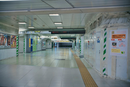 Tokyo,Japan - September 28, 2021: Early morning scene of JR Shinjuku station concourse in Tokyo,...