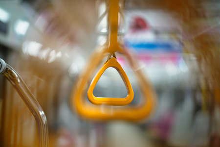 Tokyo,Japan - October 6, 2021: Slings or straps in a train