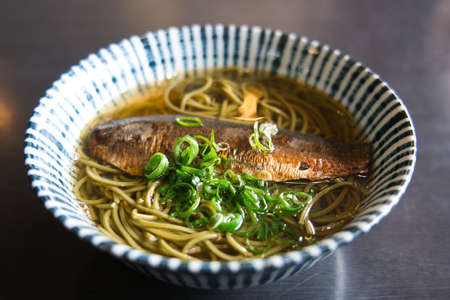 Nara,Japan - November 21, 2021: Closeup of Nishin Maccha sobaの写真素材
