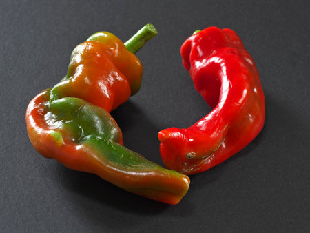 Tokyo,Japan - September 8, 2022: Closeup of long sweet peppersの写真素材