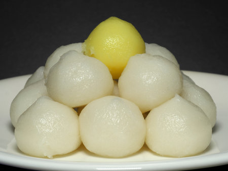 Tokyo,Japan - September 9, 2022: Tsukimi Dango or round dumplings for viewing the full moon ceremony in Octoberの写真素材