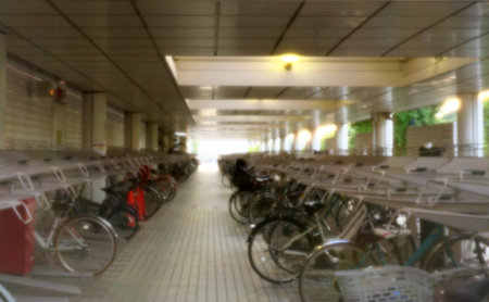 Tokyo,Japan - October 2, 2022: bicycle parking or bicycle-parking area or bike storage room or cycle parking spaceの写真素材