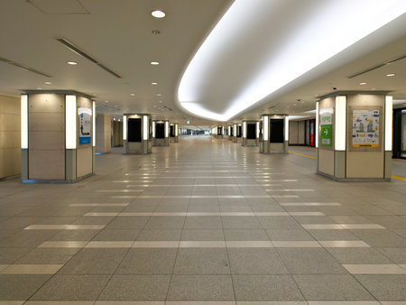 Tokyo, Japan - January 2, 2023: Quiet Underground of Tokyo Marunouchi area in the morningのeditorial素材