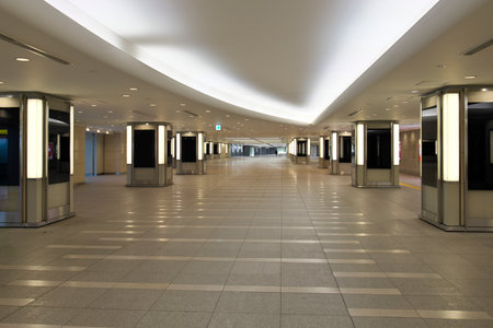 Tokyo, Japan - January 2, 2023: Quiet Underground of Tokyo Marunouchi area in the morningのeditorial素材