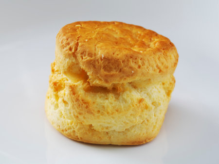 Tokyo, Japan - April 29, 2023: Closeup of a scone on white backgroundの写真素材