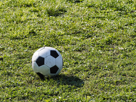 Tokyo, Japan - May 4, 2023: A soccer ball on grassの写真素材