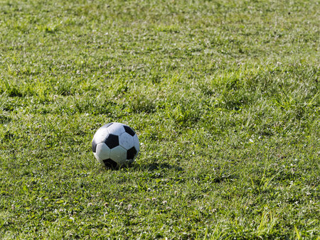 Tokyo, Japan - May 4, 2023: A soccer ball on grassの写真素材