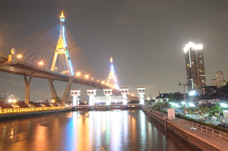 Bhumibol Bridge, Bangkok, Thailand の写真素材