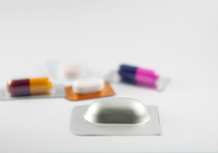 Tablet and capsule in unit dose show medicine dosageの写真素材