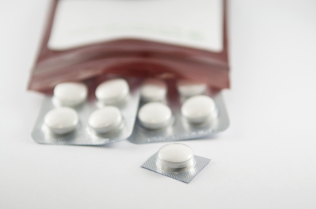 Medicine capsule blister pack in dispensing plastic bag