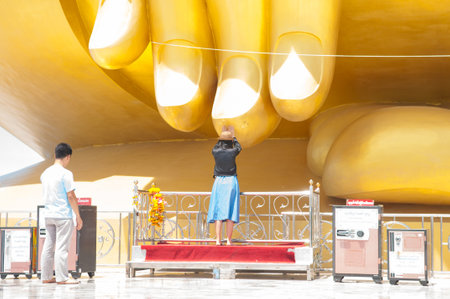 Big golden Buddha at Wat Muang of Ang Thong province Thailandのeditorial素材